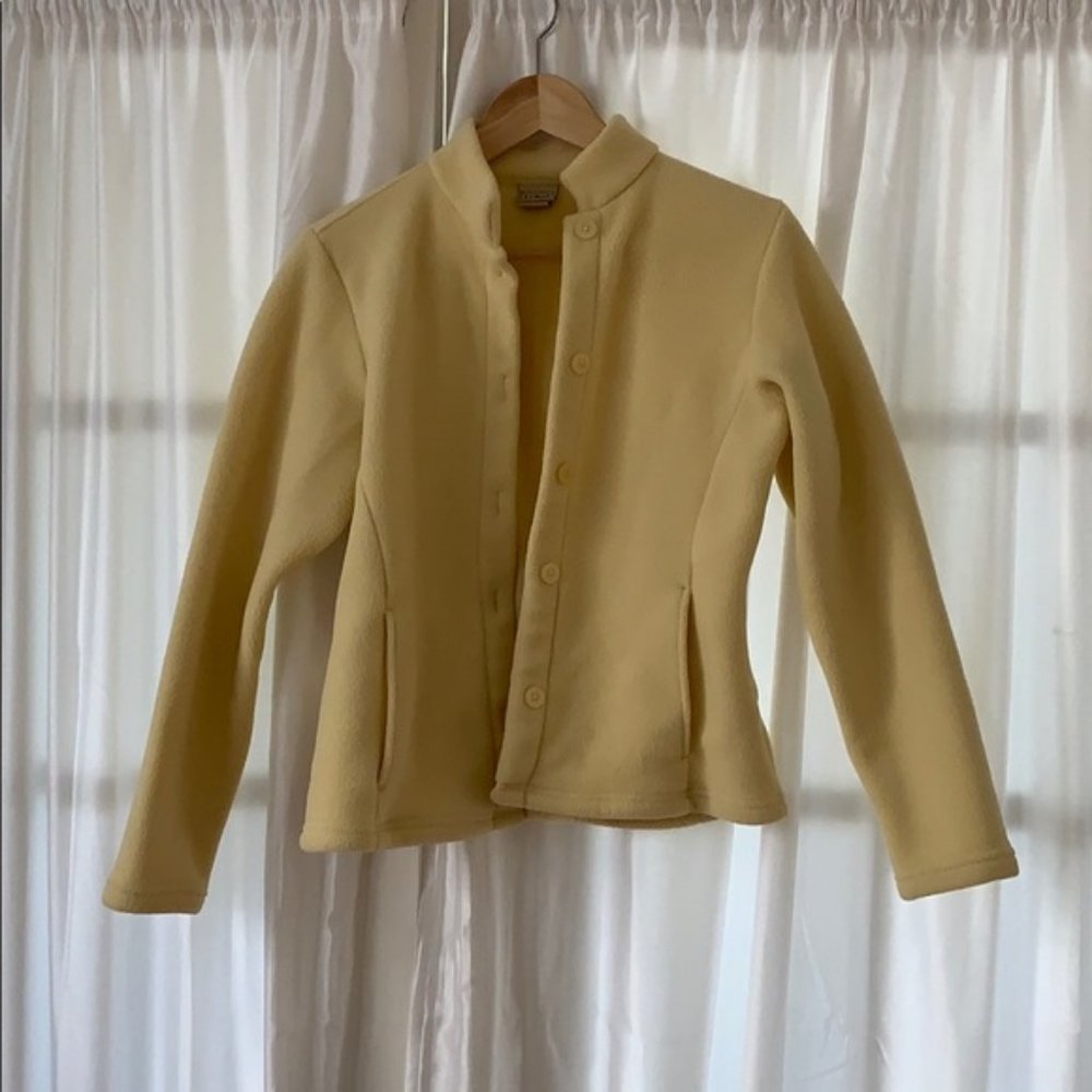 Pale Yellow Fleece Jacket with Mandarin Collar